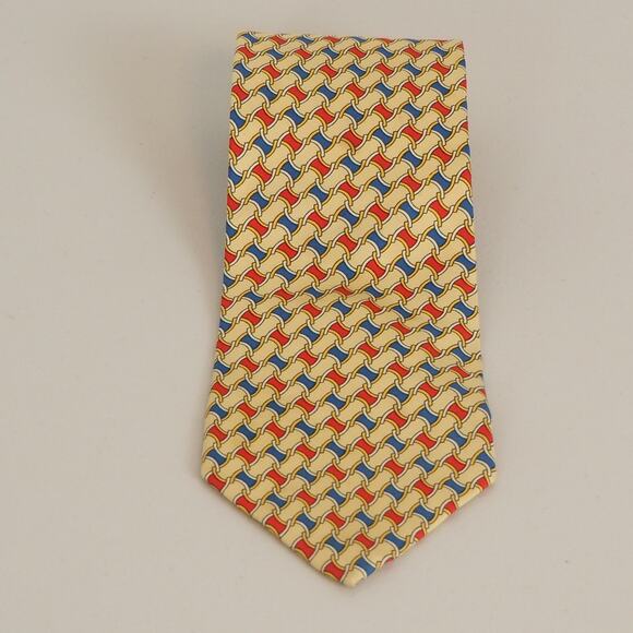 Vintage Burberrys Of London Geometric Pattern Mens 100% Silk Hand Sewn Neck Tie - Picture 1 of 8